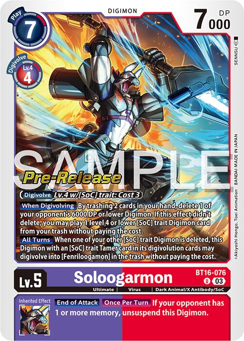 Soloogarmon [BT16-076] [Beginning Observer Pre-Release Promos] | Shuffle n Cut Hobbies & Games