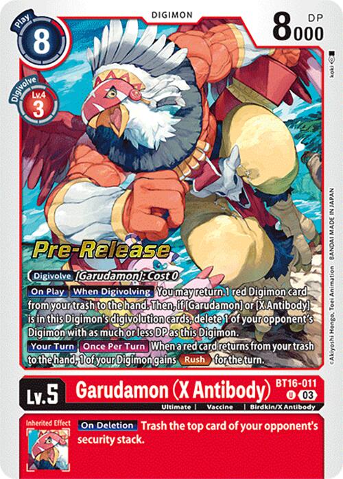 Garudamon (X Antibody) [BT16-011] [Beginning Observer Pre-Release Promos] | Shuffle n Cut Hobbies & Games
