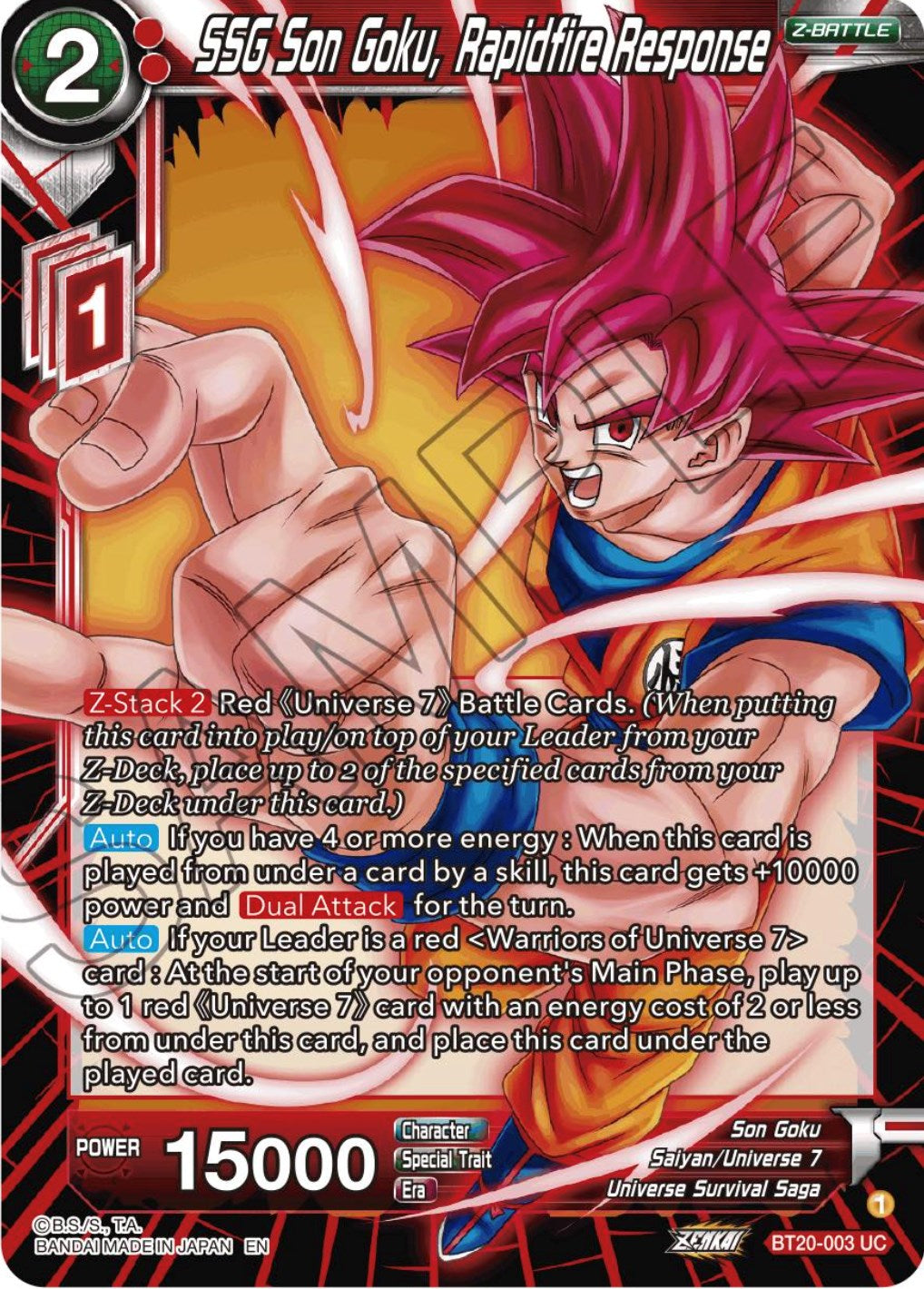 SSG Son Goku, Rapidfire Response (BT20-003) [Power Absorbed] | Shuffle n Cut Hobbies & Games