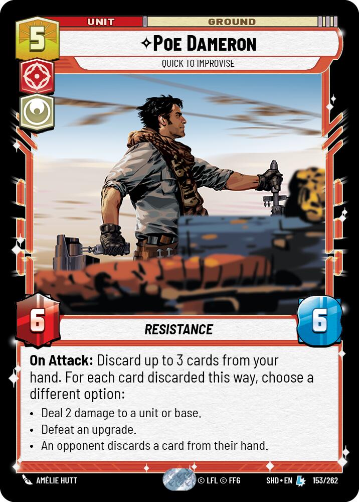 Poe Dameron - Quick to Improvise (153/262) (153/262) [Shadows of the Galaxy] | Shuffle n Cut Hobbies & Games