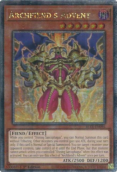 Archfiend's Advent (Quarter Century Secret Rare) [BLTR-EN046] Quarter Century Secret Rare | Shuffle n Cut Hobbies & Games