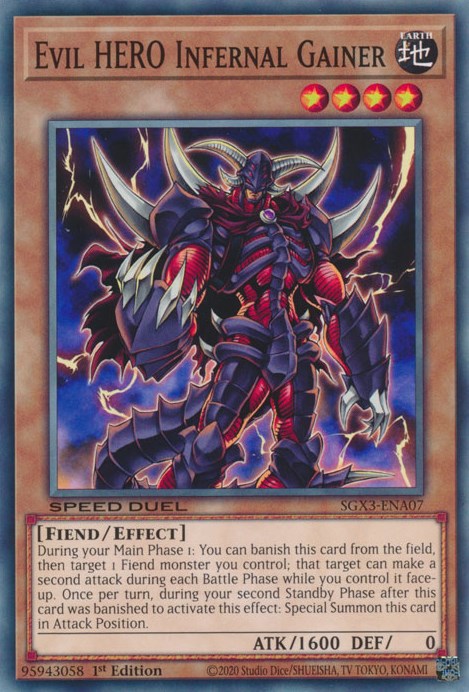 Evil HERO Infernal Gainer [SGX3-ENA07] Common | Shuffle n Cut Hobbies & Games