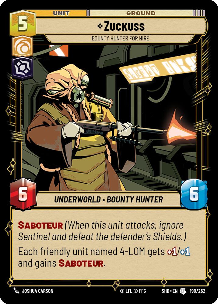 Zuckuss - Bounty Hunter for Hire (190/262) (190/262) [Shadows of the Galaxy] | Shuffle n Cut Hobbies & Games