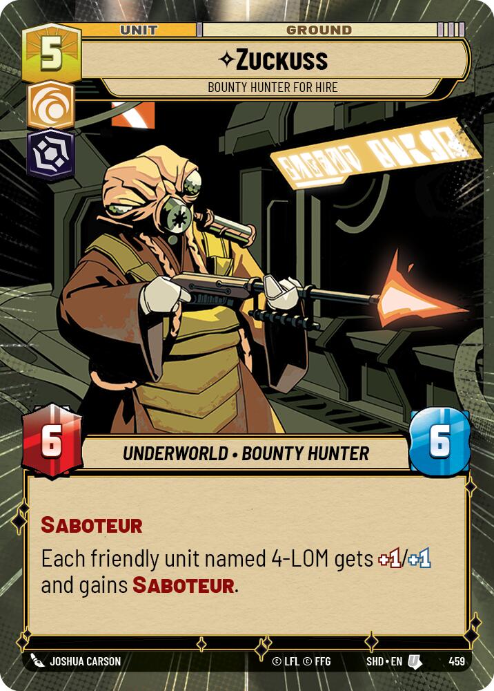 Zuckuss - Bounty Hunter for Hire (459) (Hyperspace) (459) [Shadows of the Galaxy] | Shuffle n Cut Hobbies & Games