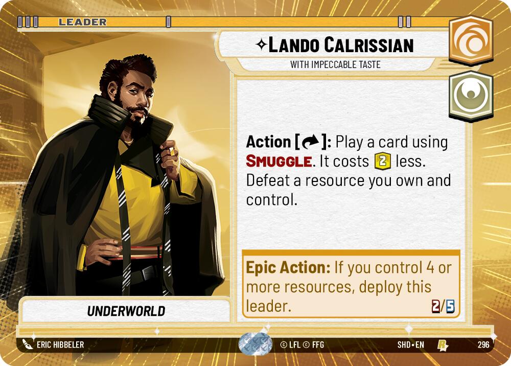 Lando Calrissian - With Impeccable Taste (296) (Hyperspace) (296) [Shadows of the Galaxy] | Shuffle n Cut Hobbies & Games