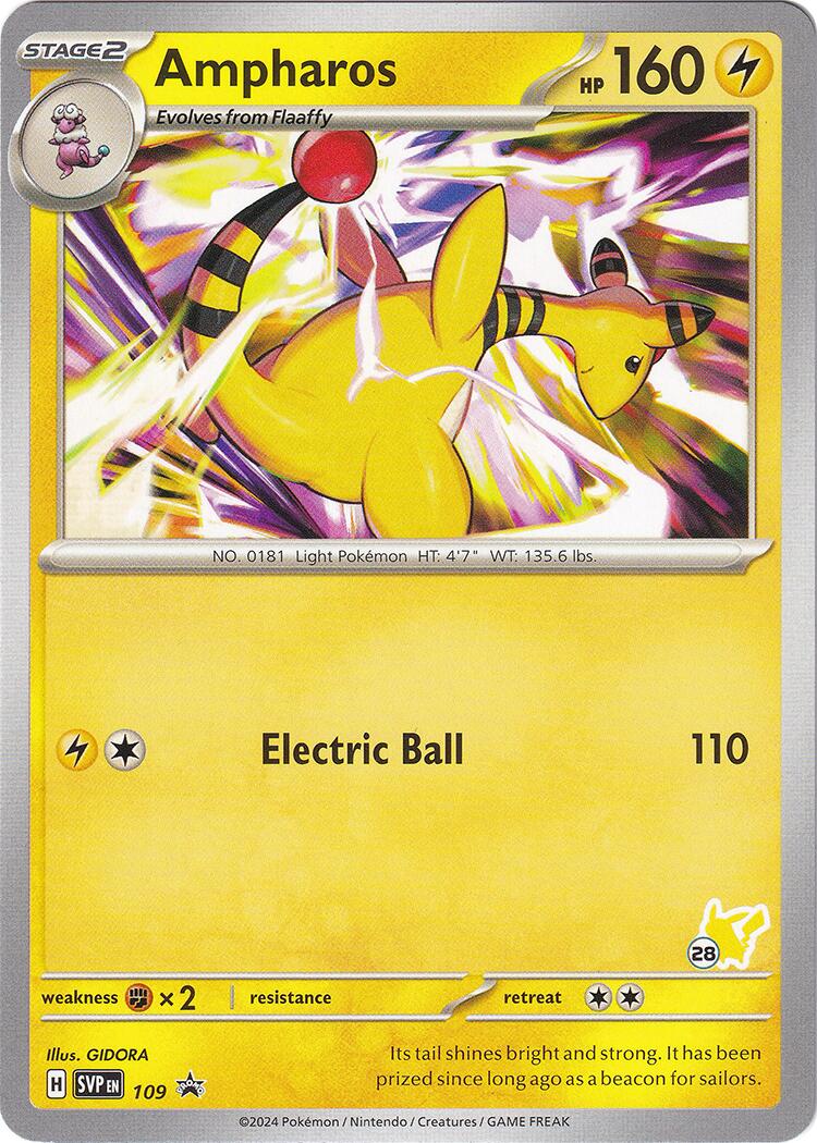 Ampharos (109) (Pikachu Stamp #28) [Battle Academy 2024] | Shuffle n Cut Hobbies & Games