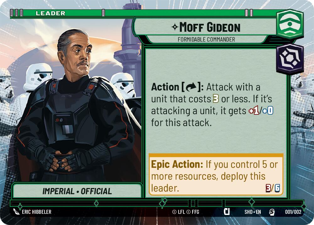 Moff Gideon - Formidable Commander (001/002) (Hyperspace) (Prerelease Promos) (001/002) [Shadows of the Galaxy Promos] | Shuffle n Cut Hobbies & Games