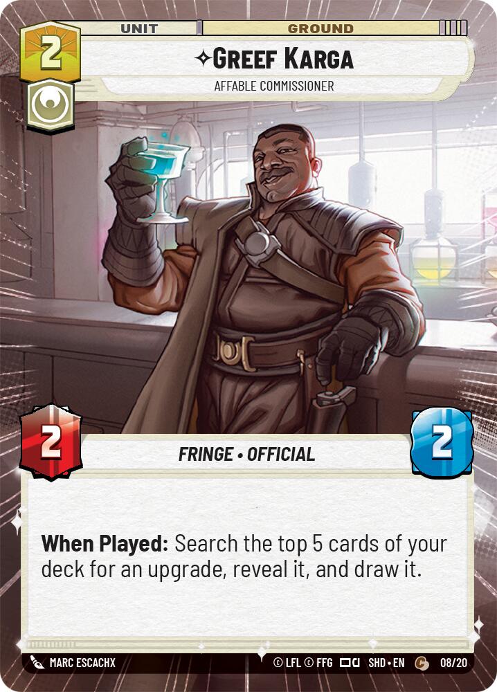 Greef Karga - Affable Commissioner (08/20) (Hyperspace) (08/20) [Shadows of the Galaxy: Weekly Play] | Shuffle n Cut Hobbies & Games