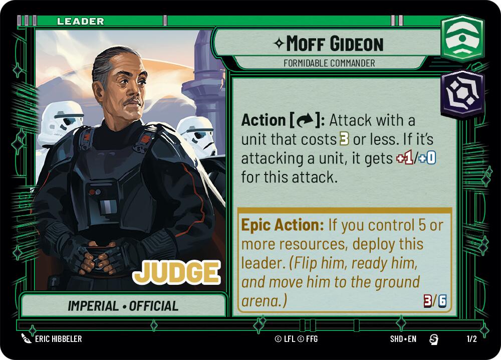 Moff Gideon - Formidable Commander (1/2) (Judge Promo) (1/2) [Shadows of the Galaxy Promos] | Shuffle n Cut Hobbies & Games