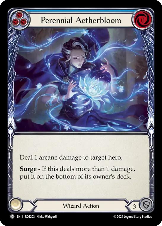 Perennial Aetherbloom (Blue) [ROS203] (Rosetta)  Rainbow Foil | Shuffle n Cut Hobbies & Games