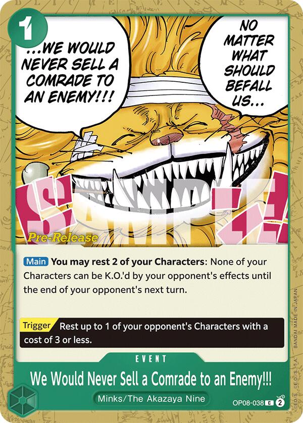 We Would Never Sell a Comrade to an Enemy!!! [Two Legends Pre-Release Cards] | Shuffle n Cut Hobbies & Games