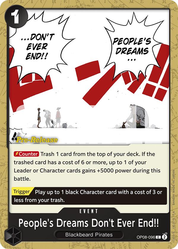 People's Dreams Don't Ever End!! [Two Legends Pre-Release Cards] | Shuffle n Cut Hobbies & Games