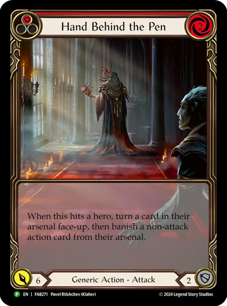 Hand Behind the Pen (Extended Art) [FAB271] (Promo)  Rainbow Foil | Shuffle n Cut Hobbies & Games