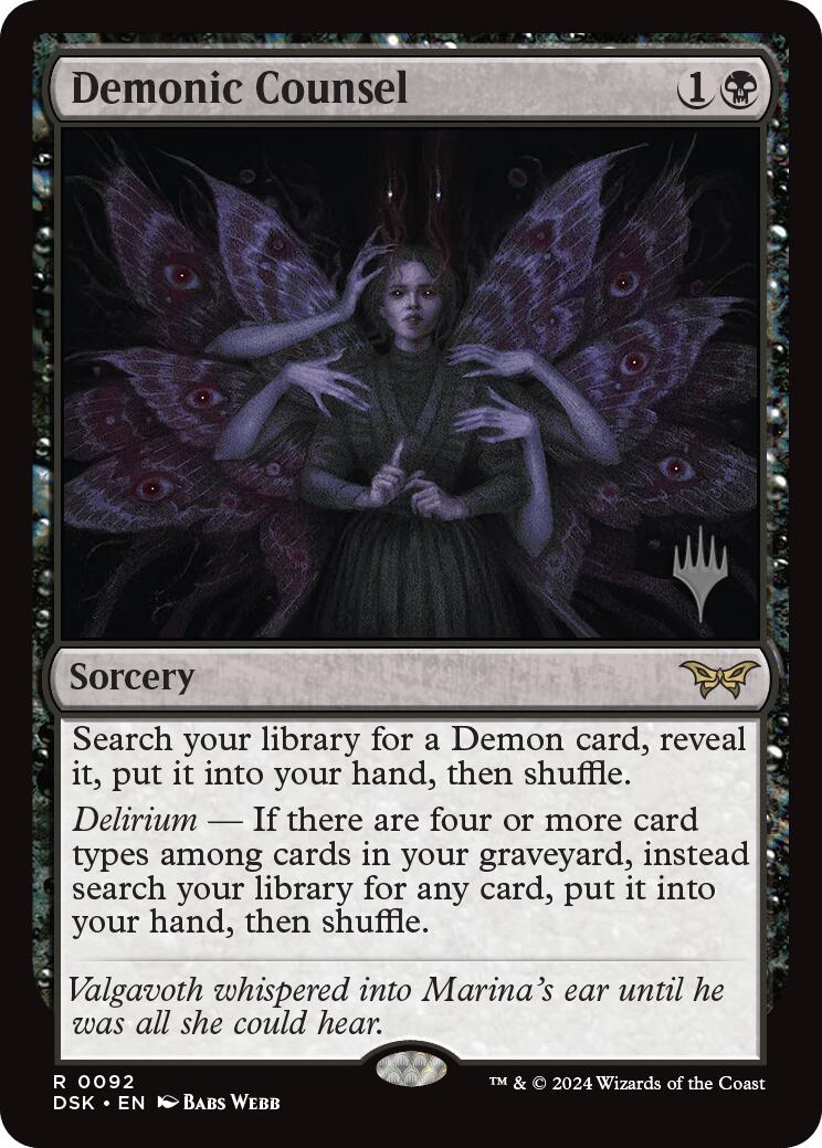 Demonic Counsel (Promo Pack) [Duskmourn: House of Horror Promos] | Shuffle n Cut Hobbies & Games