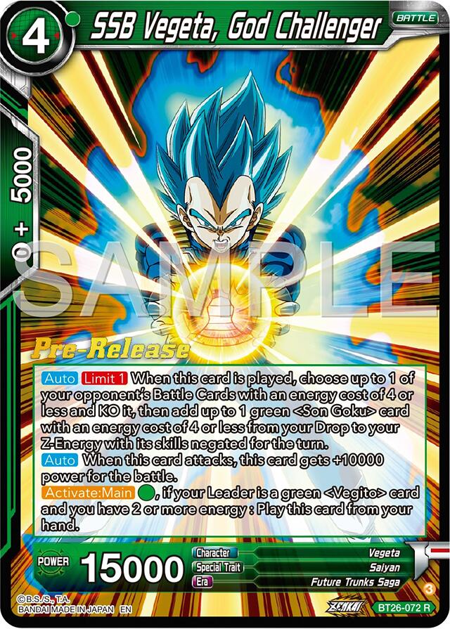 SSB Vegeta, God Challenger (BT26-072) [Ultimate Advent Prerelease Promos] | Shuffle n Cut Hobbies & Games