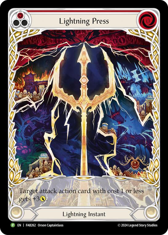 Lightning Press (Red) (Extended Art) [FAB262] (Promo)  Rainbow Foil | Shuffle n Cut Hobbies & Games