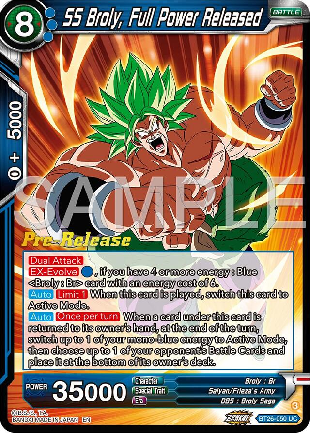 SS Broly, Full Power Released (BT26-050) [Ultimate Advent Prerelease Promos] | Shuffle n Cut Hobbies & Games
