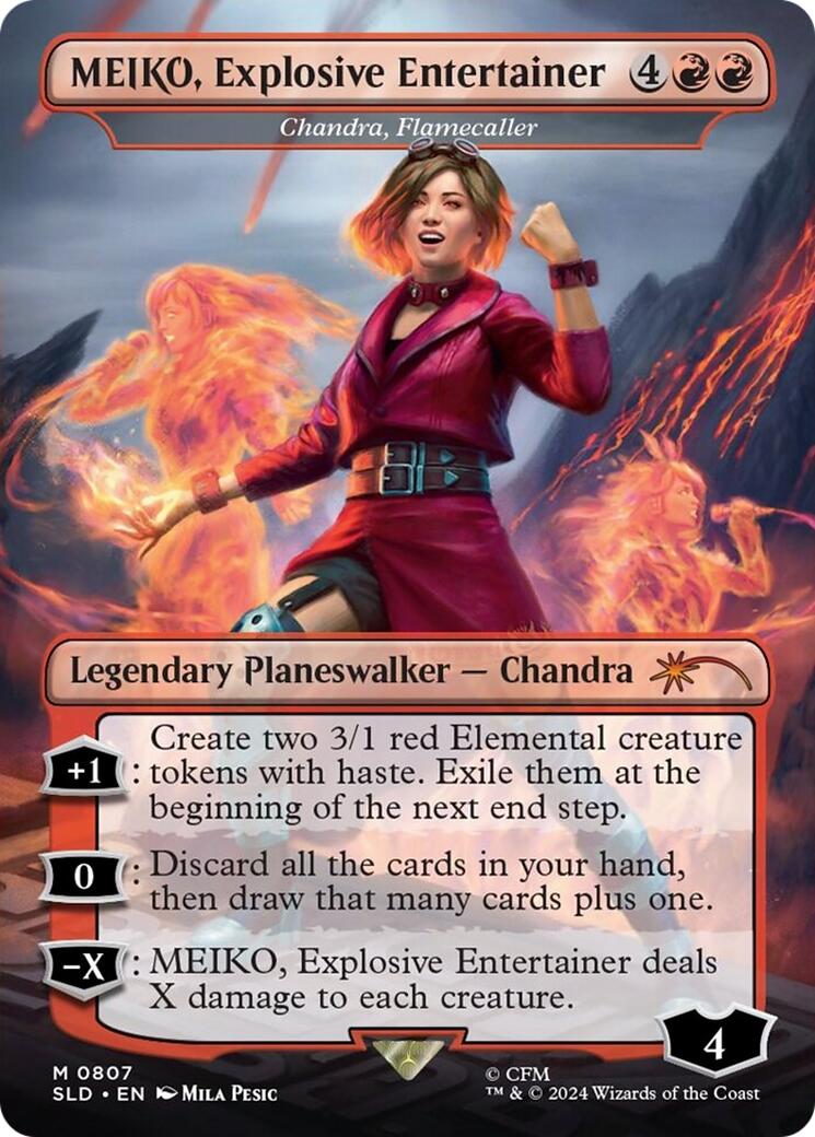 MEIKO, Explosive Entertainer - Chandra, Flamecaller (Rainbow Foil) (Japanese) [Secret Lair Drop Series] | Shuffle n Cut Hobbies & Games