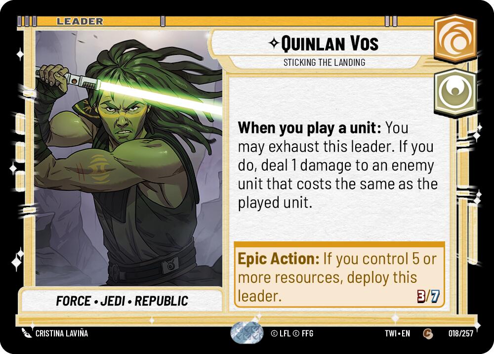Quinlan Vos - Sticking the Landing (018/257) (018/257) [Twilight of the Republic] | Shuffle n Cut Hobbies & Games