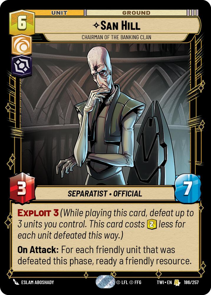 San Hill - Chairman of the Banking Clan (186/257) (186/257) [Twilight of the Republic] | Shuffle n Cut Hobbies & Games