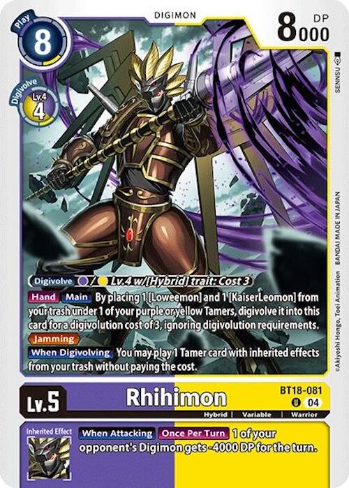 Rhihimon [BT18-081] [Release Special Booster Ver.2.0] | Shuffle n Cut Hobbies & Games