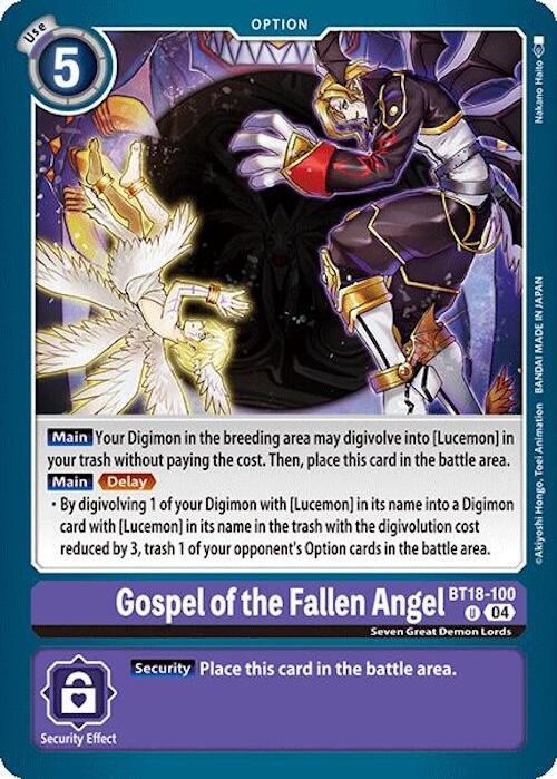Gospel of the Fallen Angel [BT18-100] [Release Special Booster Ver.2.0] | Shuffle n Cut Hobbies & Games