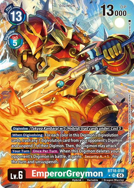 EmperorGreymon [BT18-018] (Alternate Art) [Release Special Booster Ver.2.0] | Shuffle n Cut Hobbies & Games