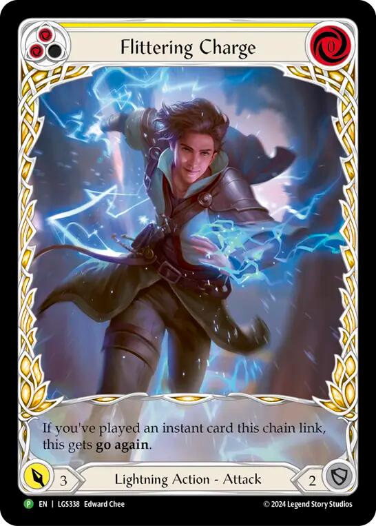 Flittering Charge (Yellow) (Extended Art) [LGS338] (Promo)  Rainbow Foil | Shuffle n Cut Hobbies & Games