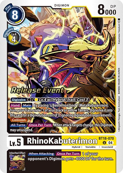 RhinoKabuterimon [BT18-070] [Release Special Booster Ver.2.0 Promos] | Shuffle n Cut Hobbies & Games