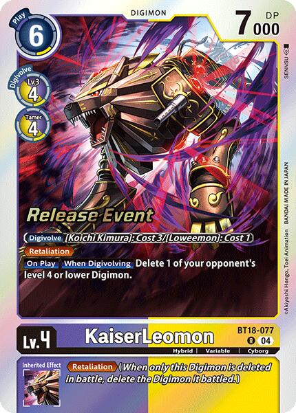 KaiserLeomon [BT18-077] [Release Special Booster Ver.2.0 Promos] | Shuffle n Cut Hobbies & Games