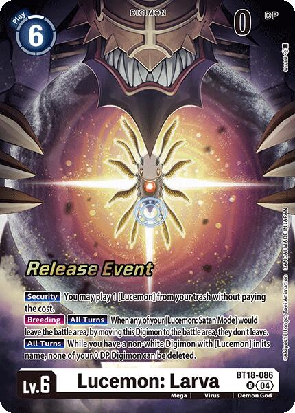 Lucemon: Larva [BT18-086] [Release Special Booster Ver.2.0 Promos] | Shuffle n Cut Hobbies & Games