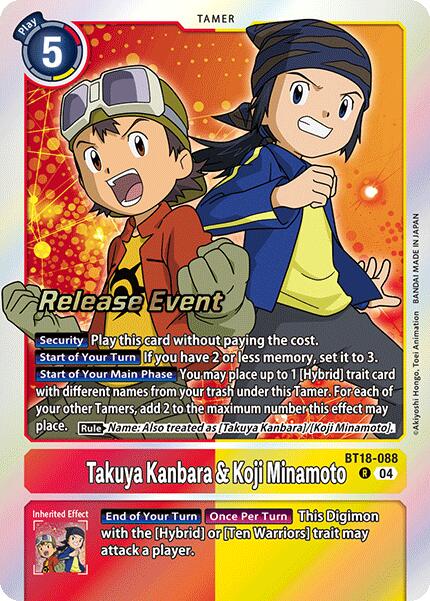 Takuya Kanbara & Koji Minamoto [BT18-088] [Release Special Booster Ver.2.0 Promos] | Shuffle n Cut Hobbies & Games