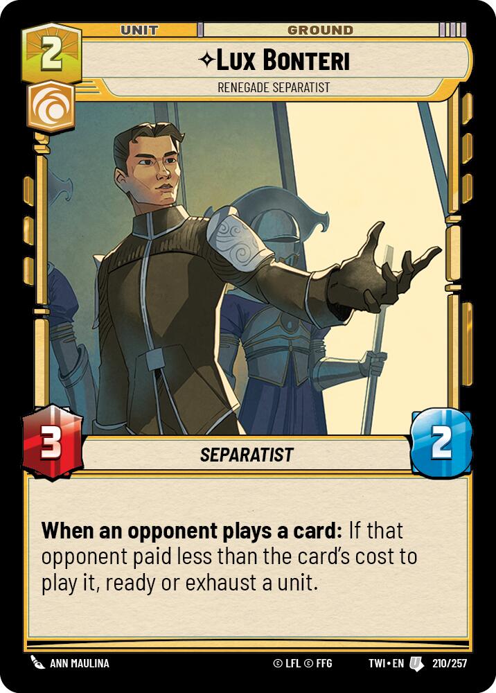 Lux Bonteri - Renegade Separatist (210/257) (210/257) [Twilight of the Republic] | Shuffle n Cut Hobbies & Games