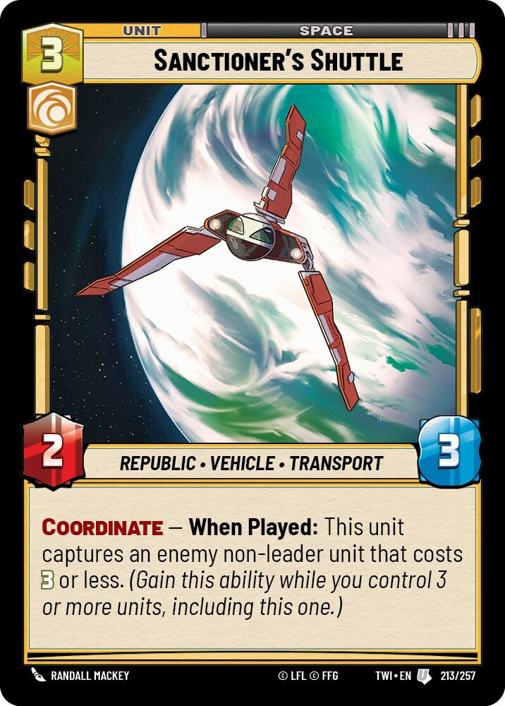 Sanctioner's Shuttle (213/257) (213/257) [Twilight of the Republic] | Shuffle n Cut Hobbies & Games