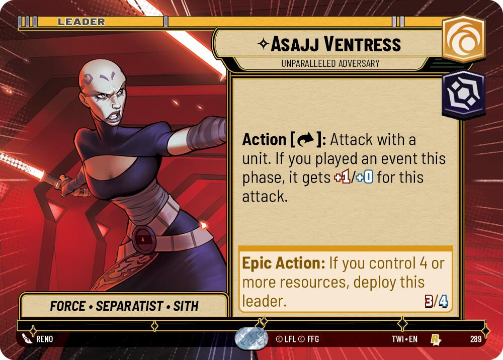 Asajj Ventress - Unparalleled Adversary (289) (Hyperspace) (289) [Twilight of the Republic] | Shuffle n Cut Hobbies & Games