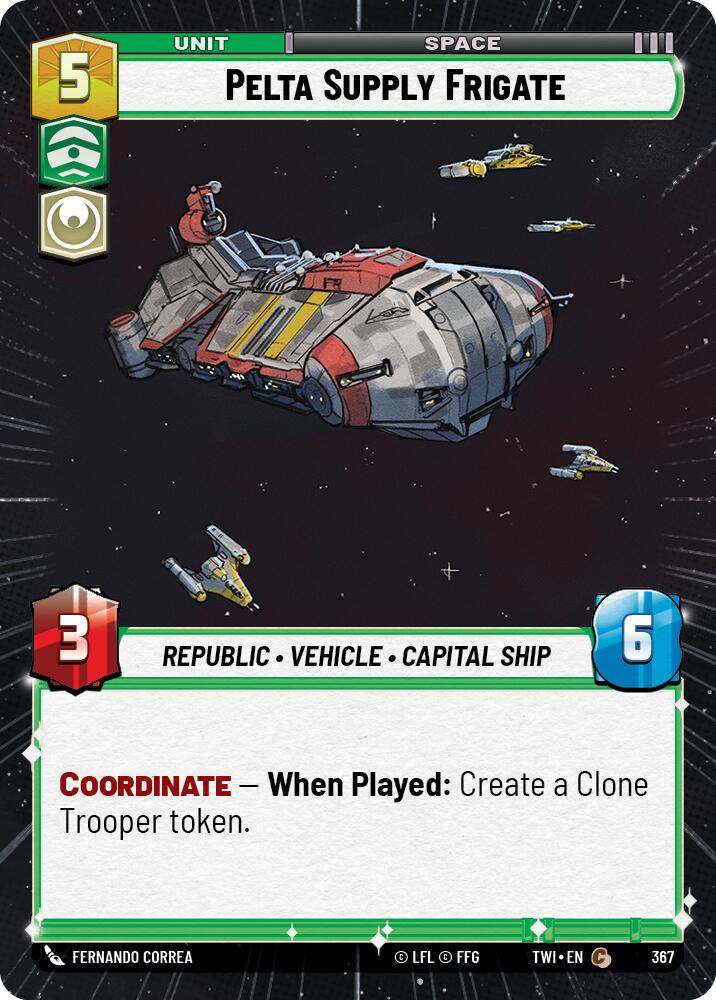 Pelta Supply Frigate (367) (Hyperspace) (367) [Twilight of the Republic] | Shuffle n Cut Hobbies & Games