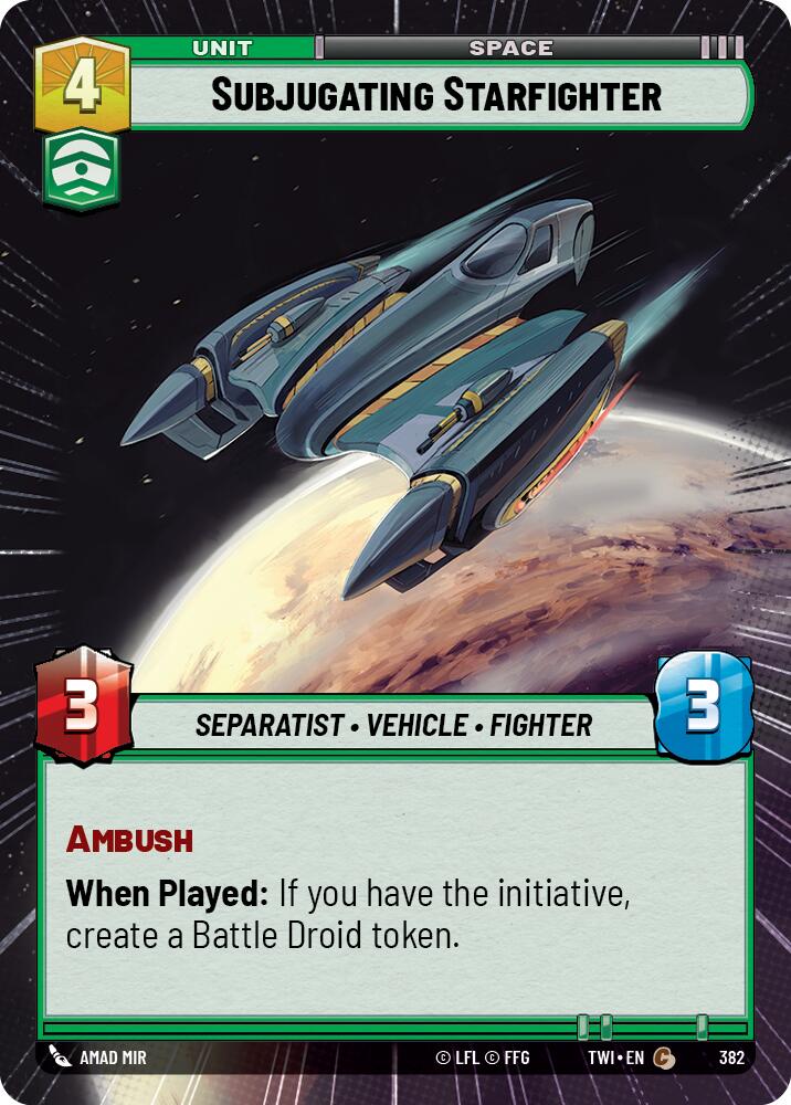 Subjugating Starfighter (382) (Hyperspace) (382) [Twilight of the Republic] | Shuffle n Cut Hobbies & Games