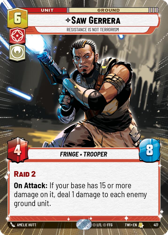 Saw Gerrera - Resistance is Not Terrorism (417) (Hyperspace) (417) [Twilight of the Republic] | Shuffle n Cut Hobbies & Games