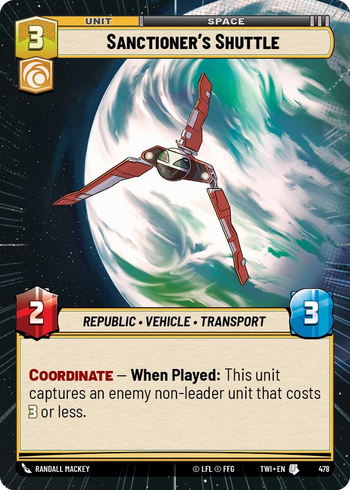 Sanctioner's Shuttle (478) (Hyperspace) (478) [Twilight of the Republic] | Shuffle n Cut Hobbies & Games