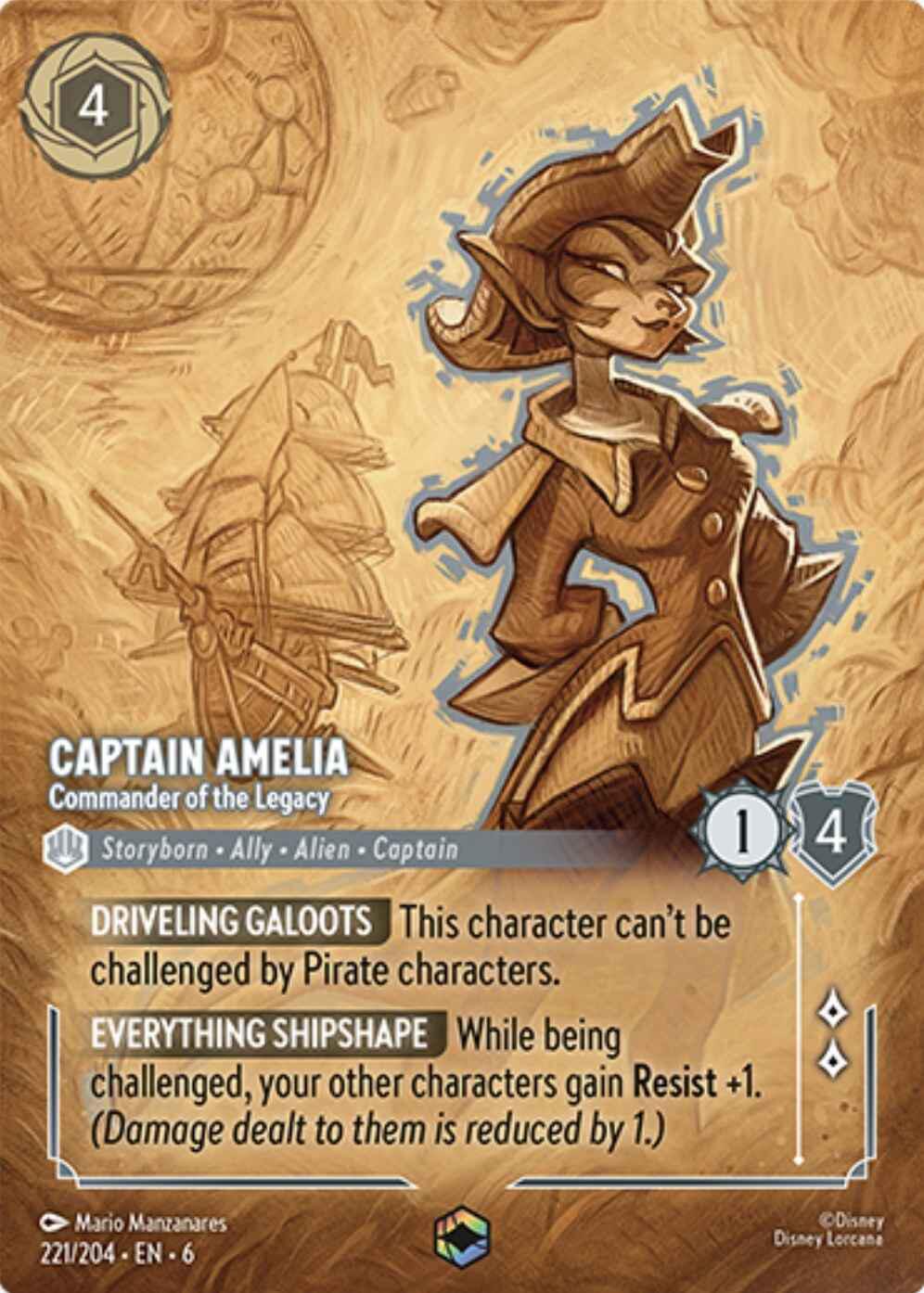 Captain Amelia - Commander of the Legacy (Enchanted) (221/204) [Azurite Sea] | Shuffle n Cut Hobbies & Games