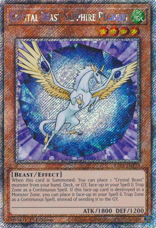 Crystal Beast Sapphire Pegasus (Platinum Secret Rare) [RA03-EN179] Platinum Secret Rare | Shuffle n Cut Hobbies & Games