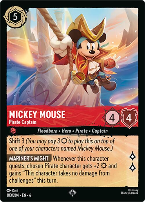 Mickey Mouse - Pirate Captain (103/204) [Azurite Sea] | Shuffle n Cut Hobbies & Games