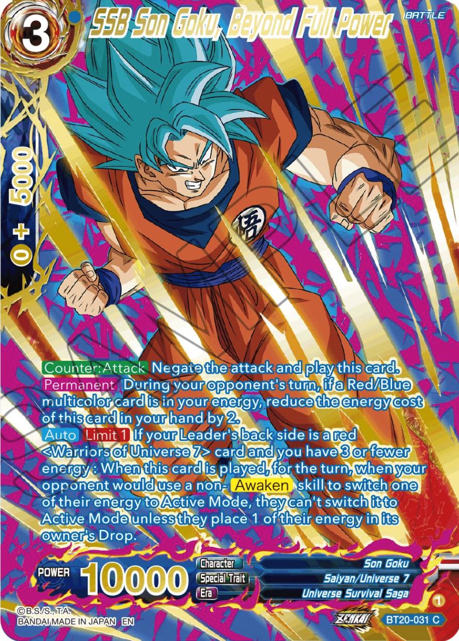 SSB Son Goku, Beyond Full Power (Gold-Stamped) (BT20-031) [Power Absorbed] | Shuffle n Cut Hobbies & Games