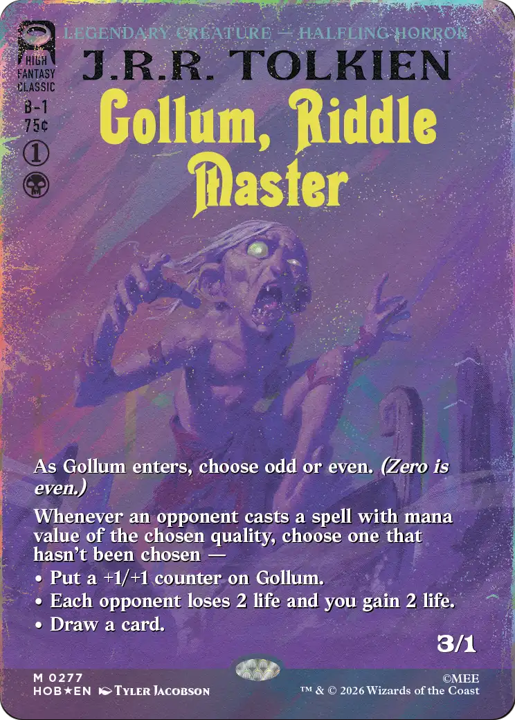 Gollum, Riddle Master (Borderless) (Surge Foil) [The Hobbit] | Shuffle n Cut Hobbies & Games