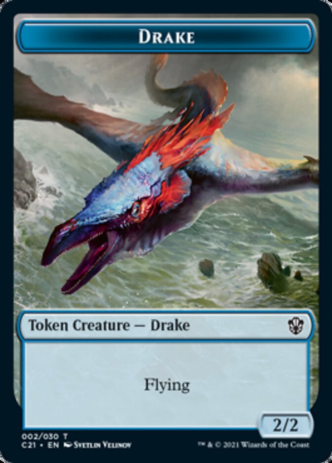 Drake // Elemental (002) Double-Sided Token [Commander 2021 Tokens] | Shuffle n Cut Hobbies & Games