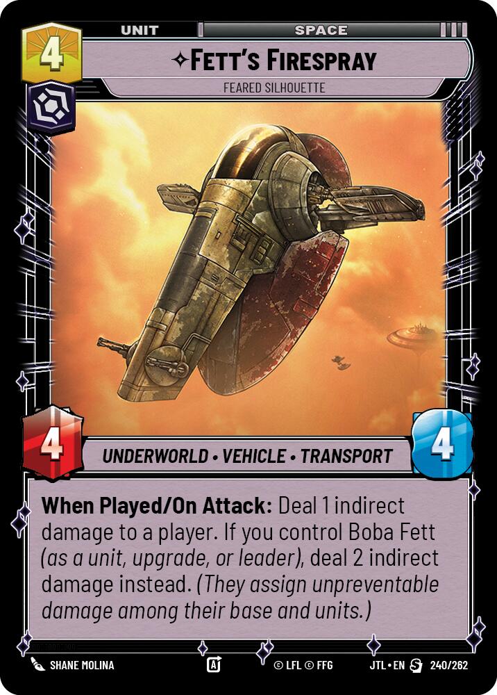 Fett's Firespray - Feared Silhouette (240/262) (240/257) [Jump to Lightspeed] | Shuffle n Cut Hobbies & Games