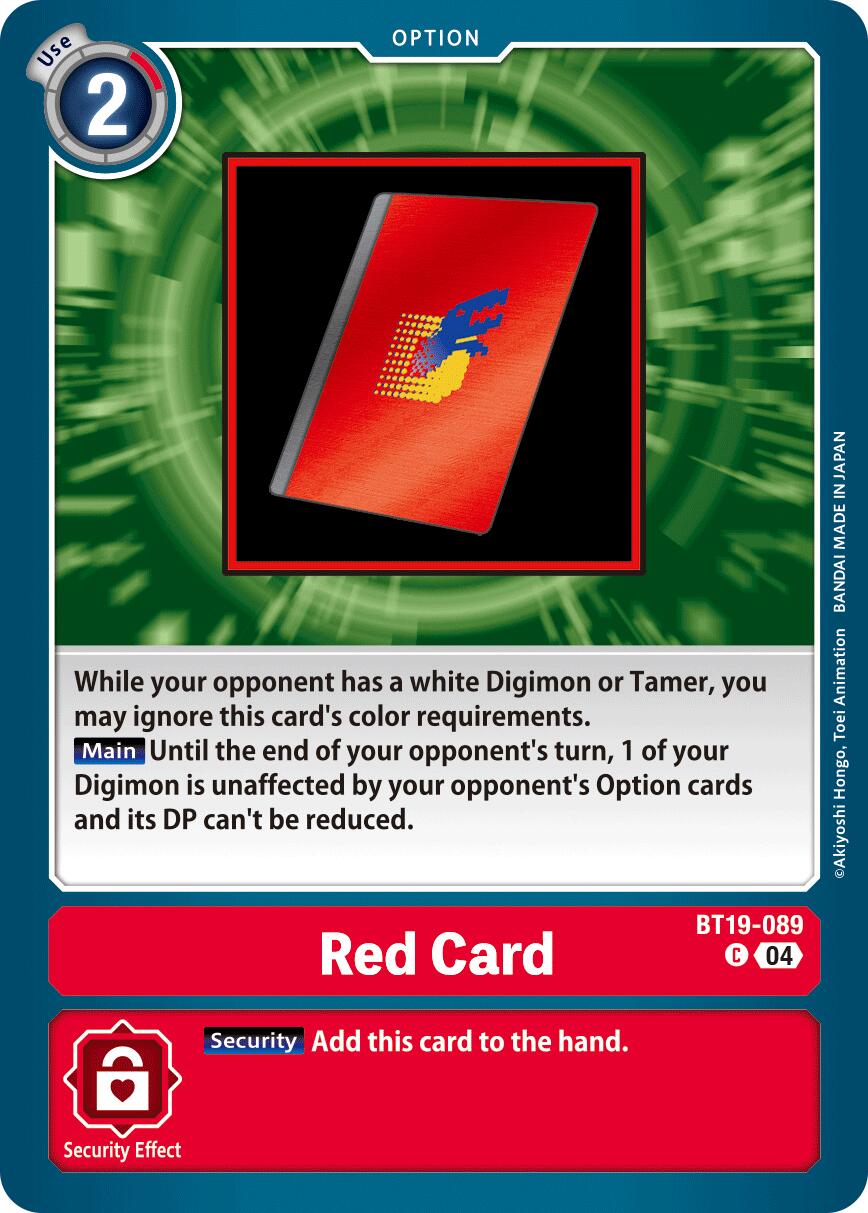 Red Card [BT19-089] [Release Special Booster Ver.2.5] | Shuffle n Cut Hobbies & Games