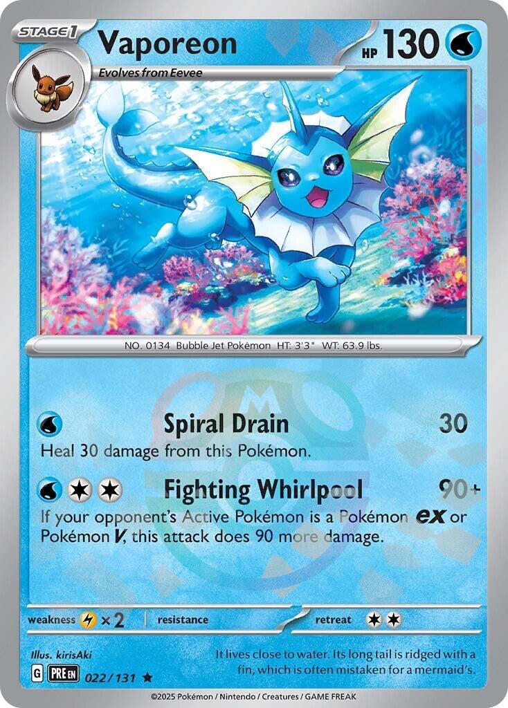 Vaporeon (022/131) (Master Ball Pattern) [Scarlet & Violet: Prismatic Evolutions] | Shuffle n Cut Hobbies & Games