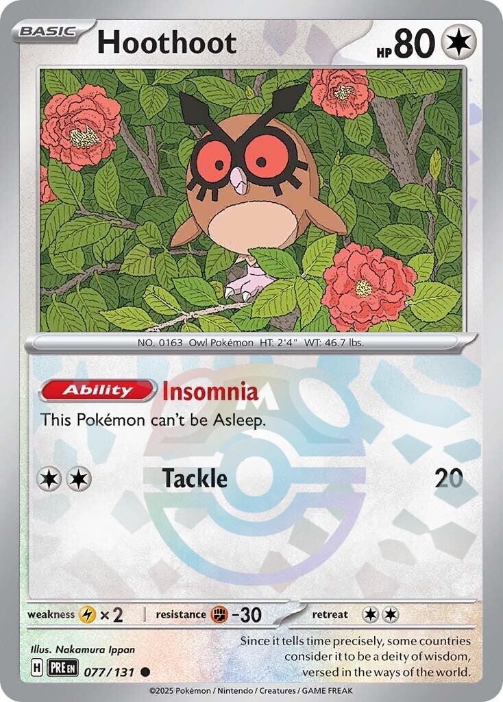 Hoothoot (077/131) (Master Ball Pattern) [Scarlet & Violet: Prismatic Evolutions] | Shuffle n Cut Hobbies & Games