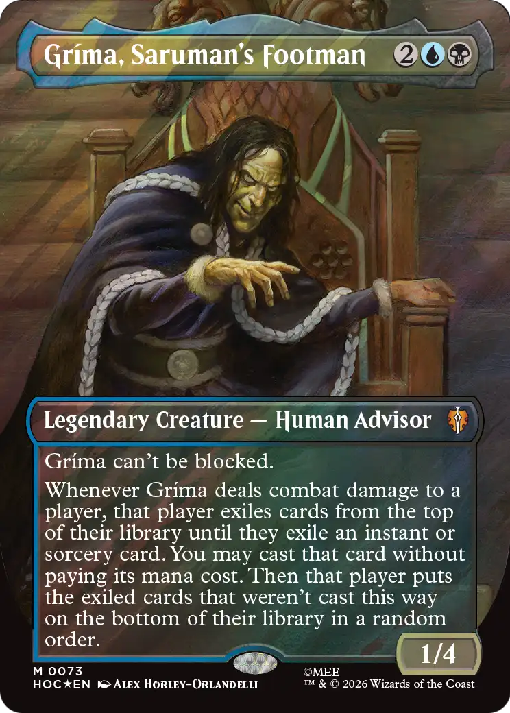Grima, Saruman's Footman (Borderless) (Surge Foil) [The Hobbit: Eternal-Legal] | Shuffle n Cut Hobbies & Games